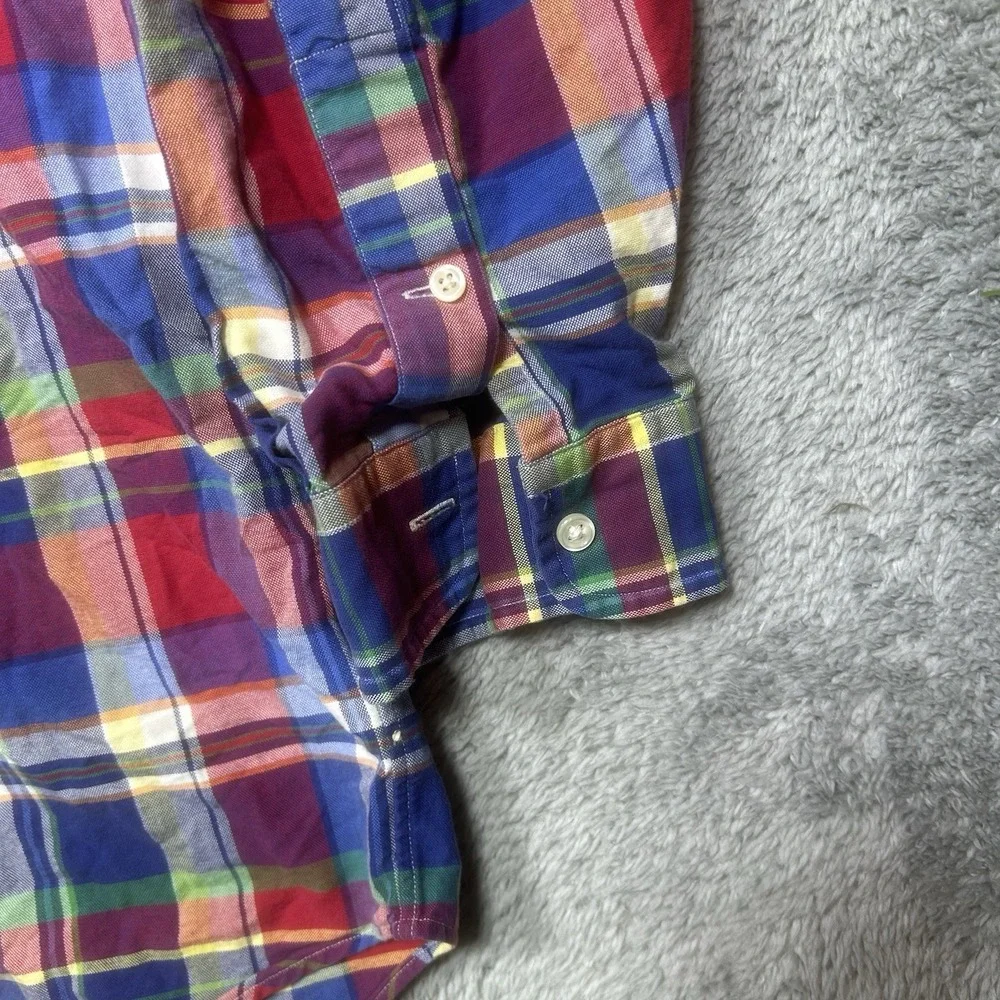 Ralph Lauren Oxford Shirt Men 3XB Madras Plaid Long Sleeve‎ Flesh Pony Button Up